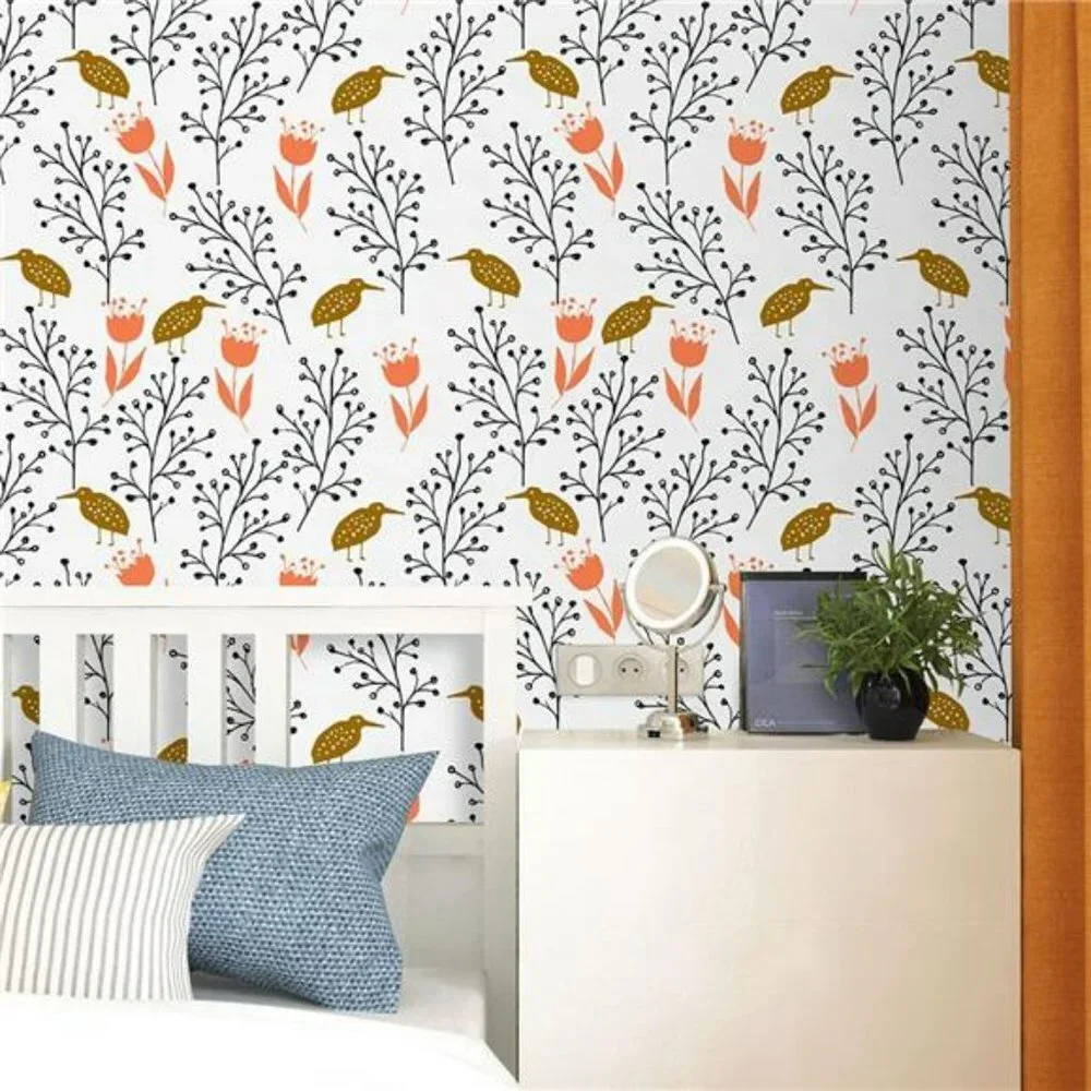 Floral Peel and Stick Wallpaper Contact Paper 17.7i''×118.1'' Wall Paper Vinyl